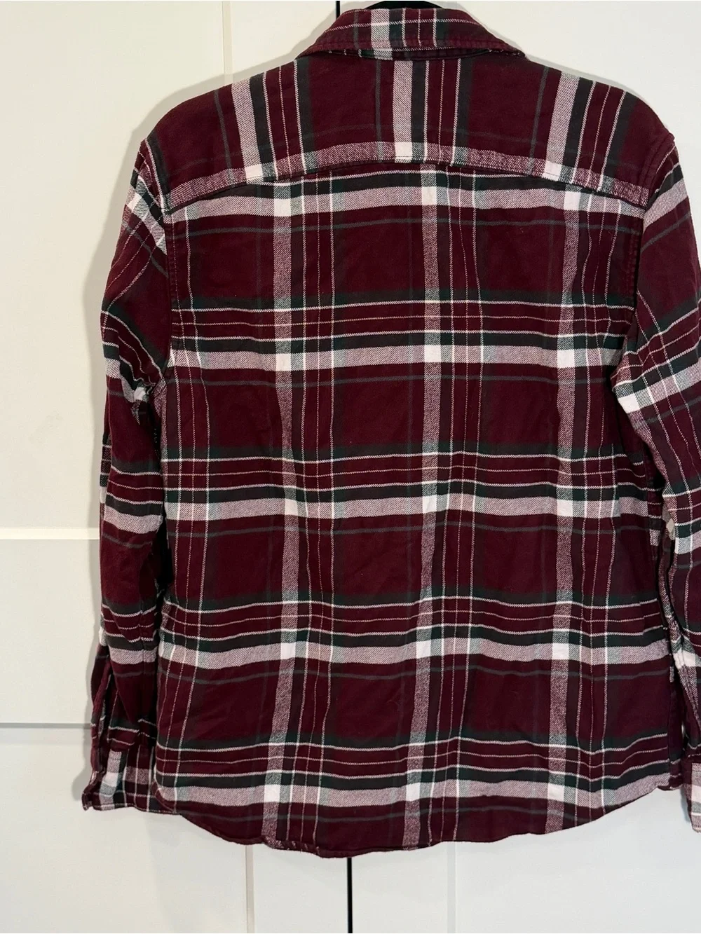 American Eagle Outfitters Women's Burgundy Plaid Button-Down Shirt